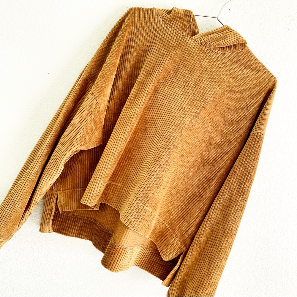 AERIE corduroy groove on velour hoodie long sleeve sweatshirt Medium pullover